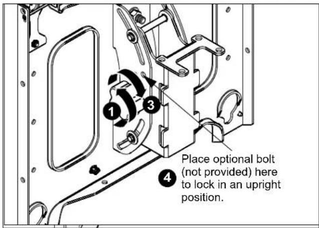 Place optional bolt (not provided) here to lock in an upright position.
