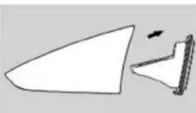 Simple line drawing of a missile or projectile with a pointed tip and a triangular base (no text or symbols)