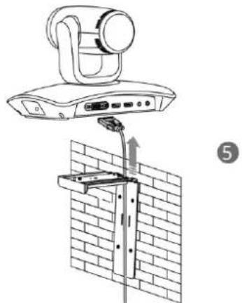 Diagram showing a surveillance camera mounted on a wall-mounted device, with an arrow indicating upward movement (no text or symbols present)