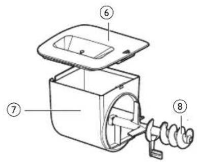 Technical diagram of a device with numbered parts for identification