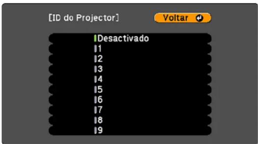 [ID do Projector] Voltar IDesactivado 1 2 3 4 5 6 7 8 9
