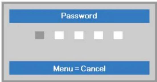 VIVITEK DX977 - The password confirm menu appears when user presses the power-on key in case the Security Lock is enabled. Enter the password in the order you set it at step 5. In case you forget the password, please contact the service center. - 1