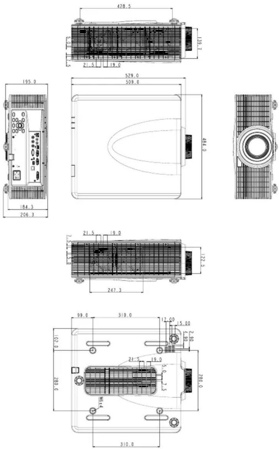 RICOH PJ WXL6280 - Cabinet dimension - 1