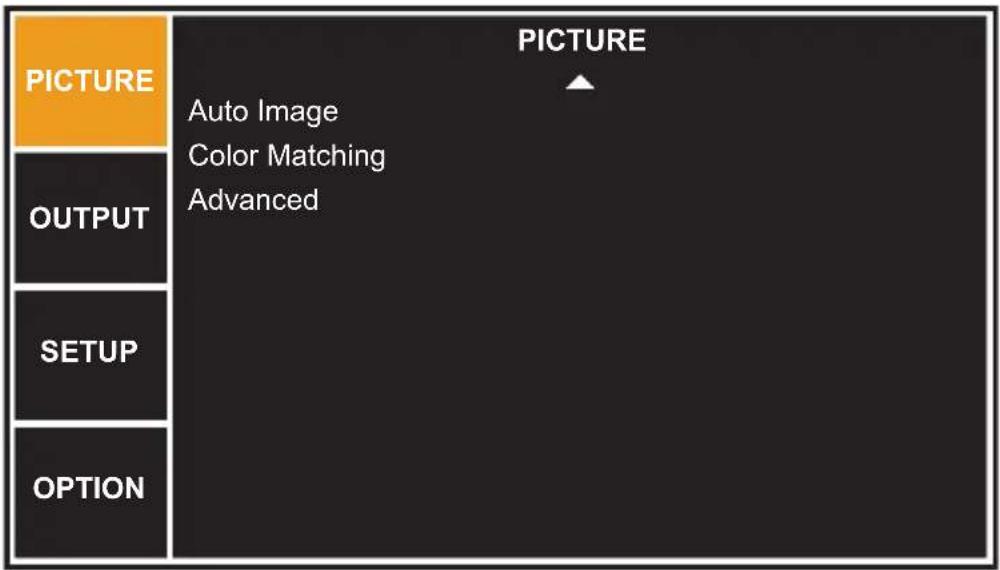 PICTURE Auto Image Color Matching Advanced OUTPUT SETUP OPTION PICTURE