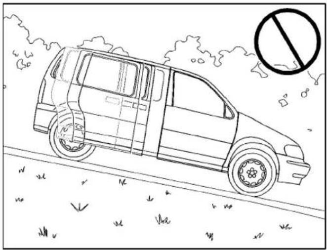 Line drawing of a car on a road with a no-smoking symbol (no text or labels)