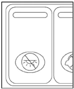 Simple line drawing of two rectangular compartments with circular and crosshair symbols, no text or labels present.