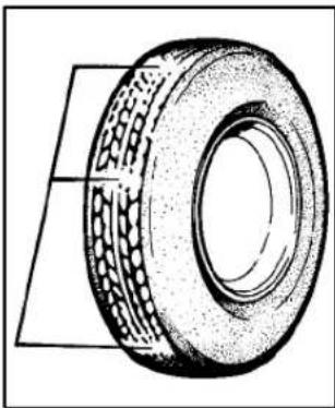 Technical line drawing of a tire with textured pattern (no text or symbols)