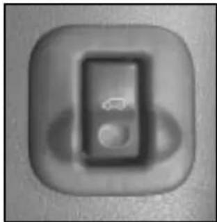Close-up of a button with a car icon, no visible text or symbols