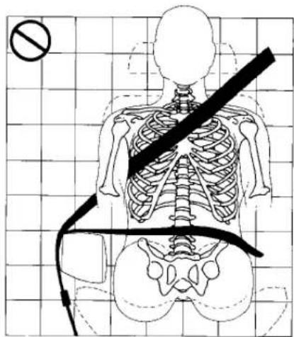 Diagram illustrating human skeletal anatomy with a diagonal line and a no-smoking symbol, overlaid on a grid background.