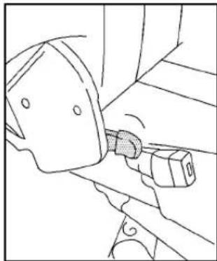 Line drawing of a car seatbelt being inserted into a seat (no text or symbols)