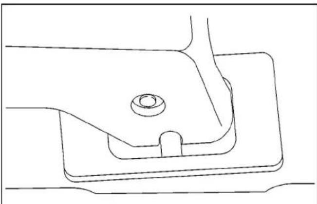 Technical line drawing of a mechanical component with a central bolt and flange (no text or symbols)