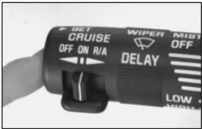 SET CRUISE OFF ON R/A WIPER MIST OFF DELAY LOW HIGH