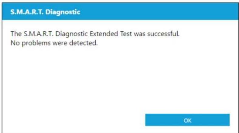 S.M.A.R.T. Diagnostic The S.M.A.R.T. Diagnostic Extended Test was successful. No problems were detected. OK