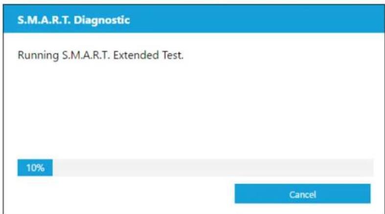 S.M.A.R.T. Diagnostic Running S.M.A.R.T. Extended Test. 10% Cancel