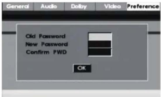 General Audio Dolby Video Preference Old Password New Password Confirm PWD OK