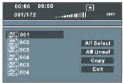 00:00 00:00 001/172 ...... All Select All Unsel Copy Exit
