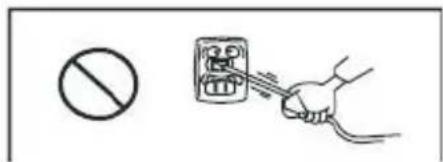 Safety warning illustration showing a no-smoking symbol and an electrical circuit with wires being charged.
