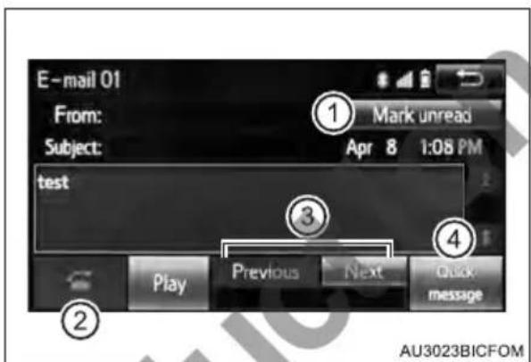E-mail 01 From: Subject: test Mark unread Apr 8 1:08 PM Play Previous Next Quick message AU3023BICFOM