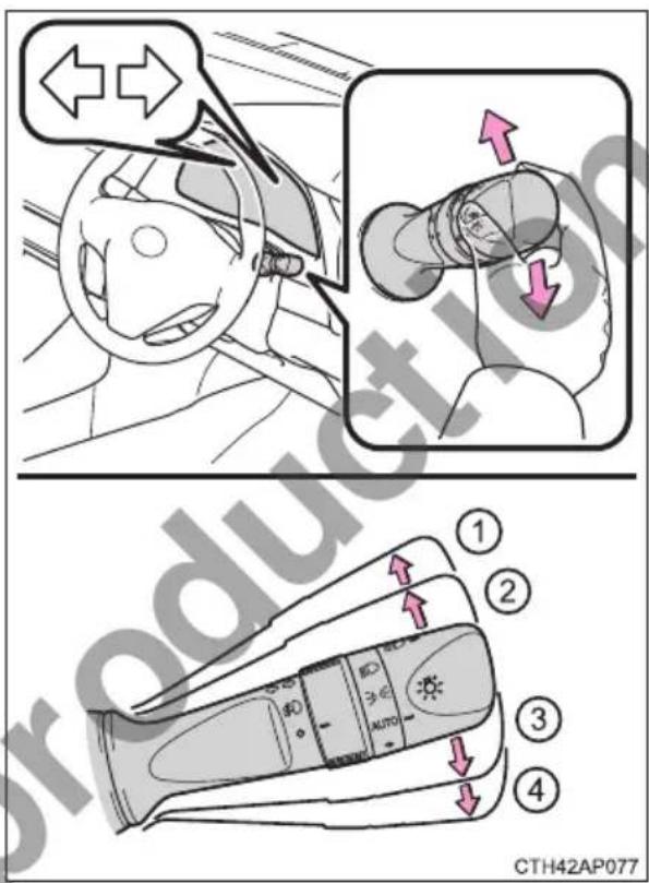 Diagram illustrating car interior and dashboard control with directional arrows and numbered parts, likely for vehicle safety or diagnostic.