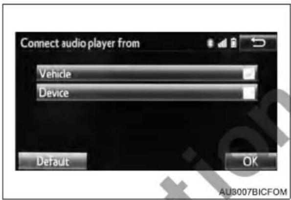 Connect audio player from Vehicle Device Default OK AU3007BICFOM
