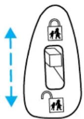 Diagram showing a padlock mechanism with two lock icons and a separate open padlock icon, separated by a vertical blue arrow.