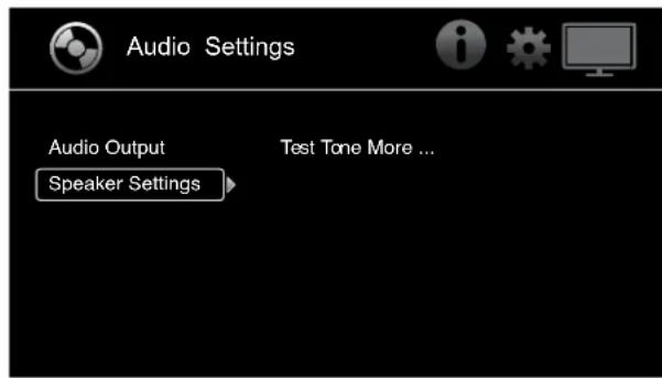 Audio Settings Audio Output Speaker Settings Test Tone More ...