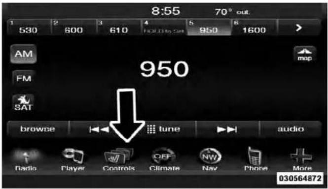 8:55 70° out. 1 2 3 4 5 6 530 600 610 HOLDING SET 950 1600 > AM 950 FM SAT browse tune audio Radio Player Controls Climate Nav Phone More 030564872