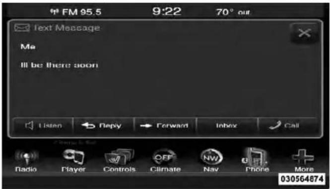 FM 95.5 9:22 70° out Text Message Me Ill be there soon Listen Reply Forward Inbox Call Radio Player Controls Climate NW Phone More 030564674