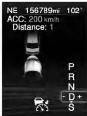 NE 156789mi 102° ACC: 200 km/h Distance: 1 PRN - D + S