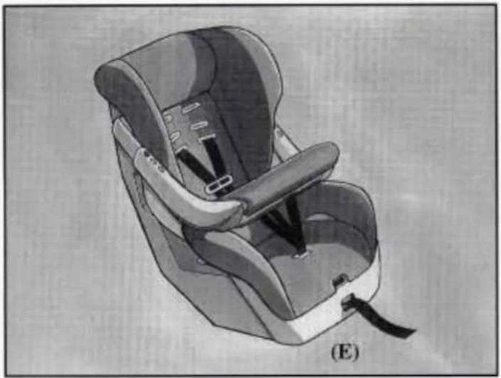 Illustration of a baby car seat with straps and seatbelt (no text or symbols)