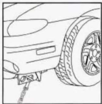 Line drawing of a car wheel and attached bracket (no text or symbols)