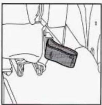 Line drawing of a hand pressing a button on a vehicle (no text or symbols)