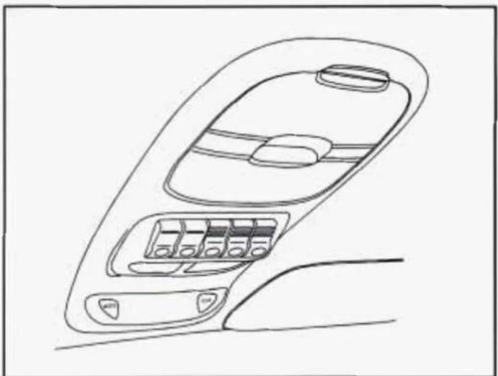 Line drawing of a car interior panel with no text or symbols