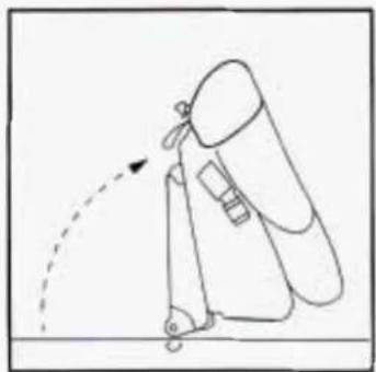 Simple line drawing of a robotic arm with motion arrow indicating movement (no text or symbols)