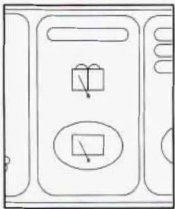 Simple line drawing of a device panel with two boxes and a handle, no text or symbols present