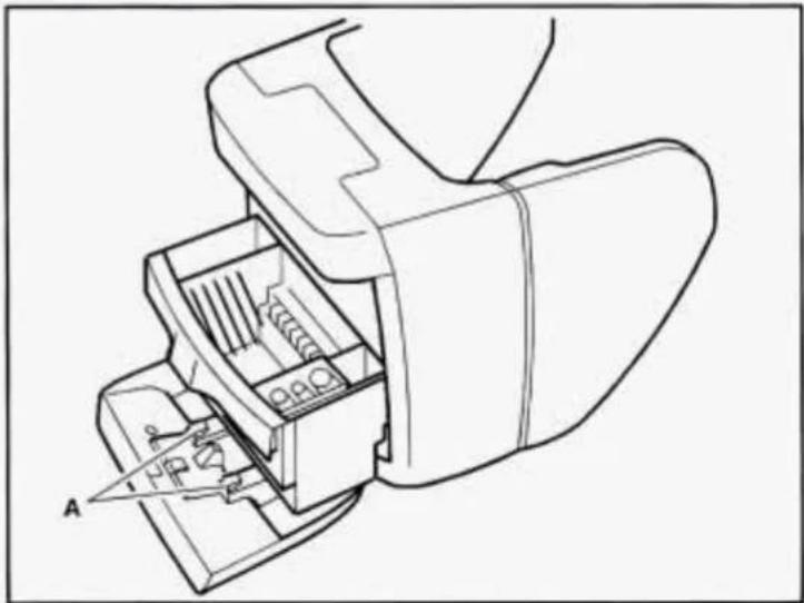 Technical line drawing of a mechanical device with internal components and labeled parts (no readable text or symbols)