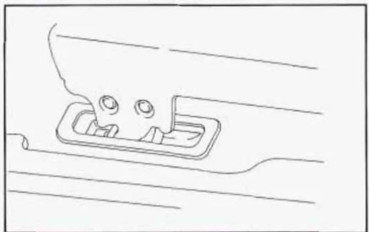 Line drawing of a mechanical component with three holes and a rectangular housing (no text or symbols)