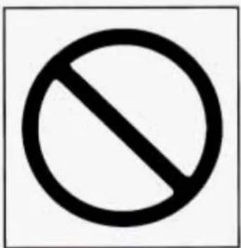 Prohibition symbol with a circle and diagonal line, indicating no prohibition or exclusion