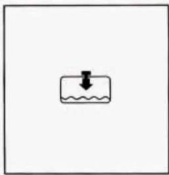 Simple diagram showing a downward arrow inside a rectangular container with wavy bottom (no text or symbols)