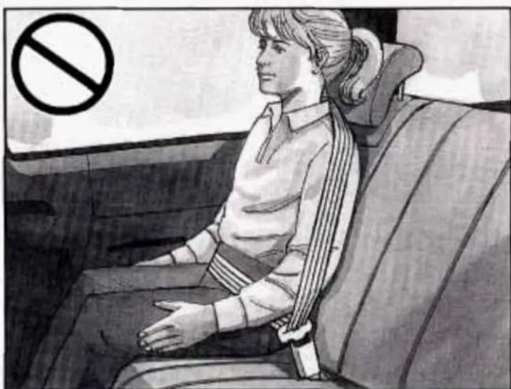 Illustration of a person sitting in a car seat with a no-smoking symbol above (no text or numbers present)