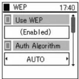 WEP 17:40 Use WEP (Enabled) Auth Algorithm AUTO
