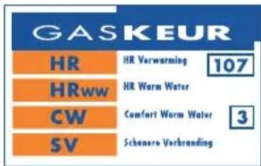 GASKEUR HR HR Vorwarming 107 HRww HR Warm Water CW Comfort Warm Water 3 SV Schanero Verbranding