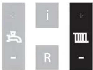 Image displaying four gray rectangular buttons with icons: a plus sign, a white airplane, a black trash bin, and a minus sign.