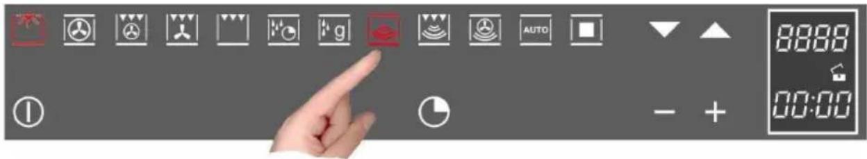 Control panel interface with icons and digital display showing time, battery, and status indicators