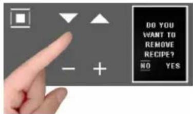 DO YOU WANT TO REMOVE RECIPE? NO YES