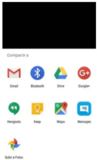 Compartir a Gmail Bluetooth Drive Google+ Hangouts Keep Maps Messages Subir a Fotos