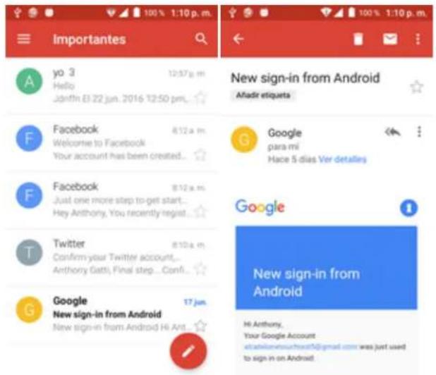 ALCATEL Dawn 5027B - Cómo abrir mensajes de Gmail desde la bandeja de entrada - 1