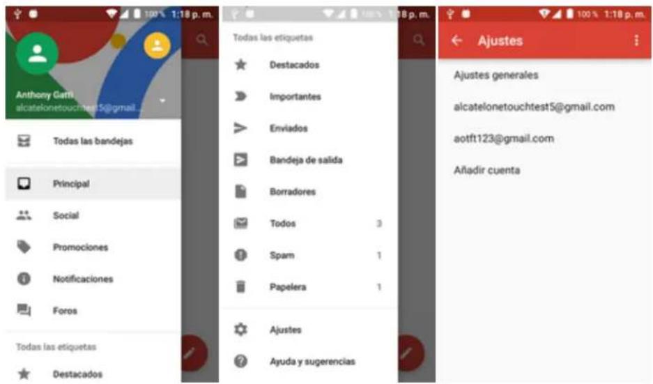 Anthony Garthi alcatelonetouchtest5@gmail.com Todas las bandejas Principal Social Promociones Notificaciones Foros Todas las etiquetas Destacados Todas las etiquetas ★ Destacados ➤ Importantes ➤ Enviados ➤ Bandeja de salida Borradores Todos 3 Spam 1 Papelera 1 ★ Ajustes ? Ayuda y sugerencias Ajustes generales alcatelonetouchtest5@gmail.com aotft123@gmail.com Afiadir cuenta