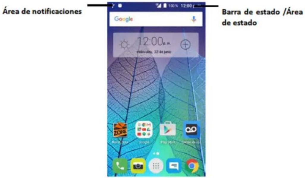 Área de notificaciones Barra de estado /Área de estado Google 12:00 p.m. mércoles, 22 de junio Barra de estado /Área de estado
