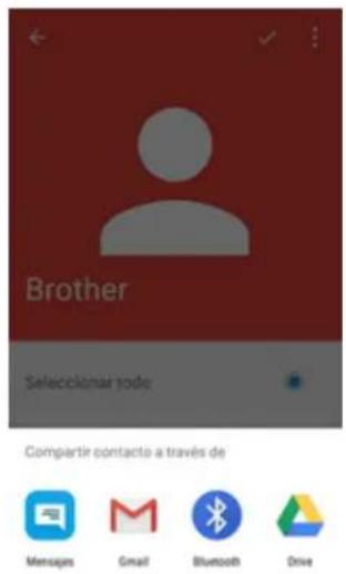 Brother Seleccionar todo: Compartir contacto a través de Messages Gmail Bluetooth Drive